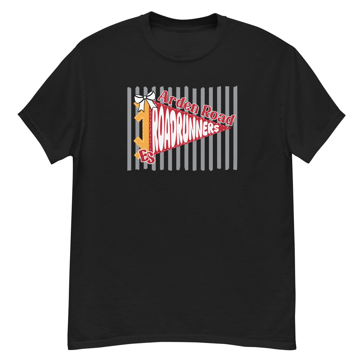 Arden Road Elementary Roadrunners Tee - pennant-style "Arden Road" wordmark design - Black front flat