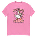Bridesmaid Goose Tee - goose holding a bouquet, "Bridesmaid Goose, Here for the I Do Crew" text - Azalea front flat