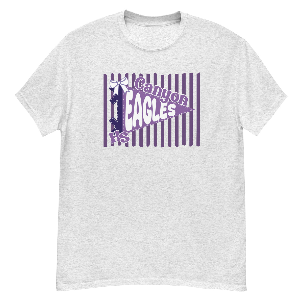 Canyon High School Eagles Tee - pennant-style "Canyon" wordmark design - Ash front flat