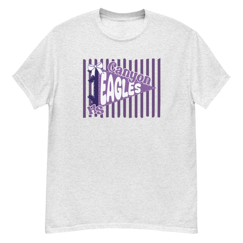 Canyon High School Eagles Tee - pennant-style "Canyon" wordmark design - Ash front flat