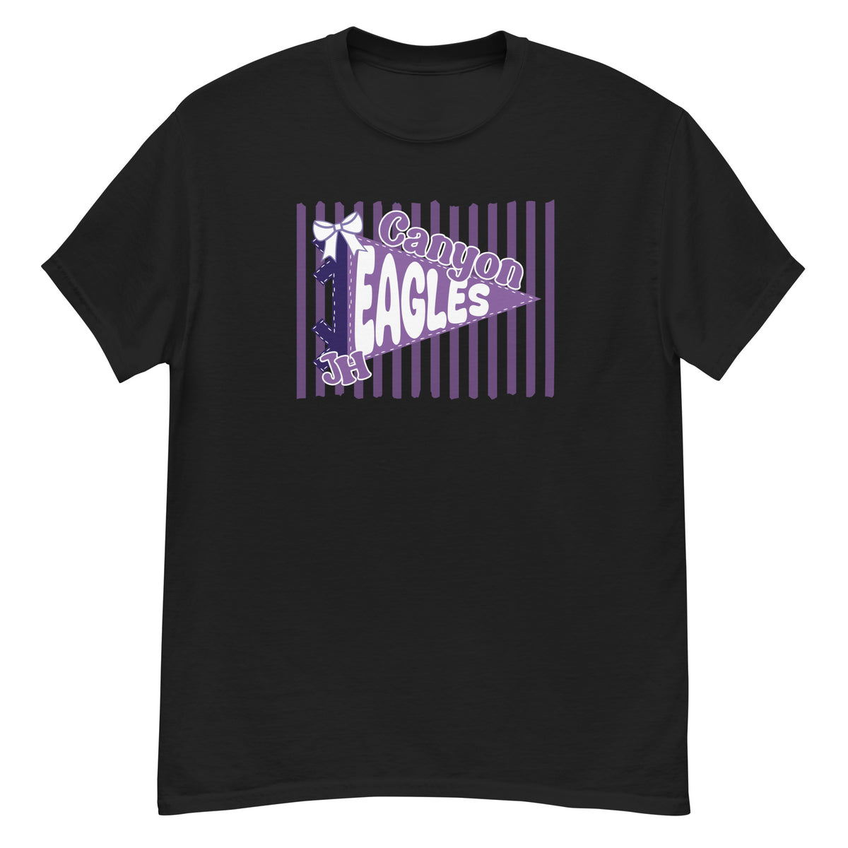Canyon Junior High Eagles Tee - pennant-style "Canyon" wordmark design - Black front flat