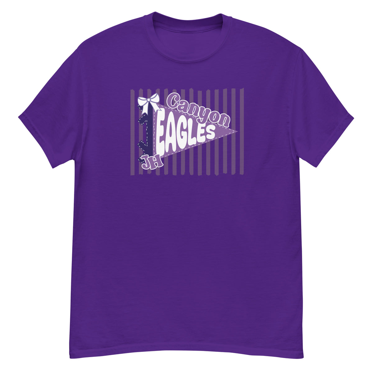 Canyon Junior High Eagles Tee - pennant-style "Canyon" wordmark design - Purple front flat