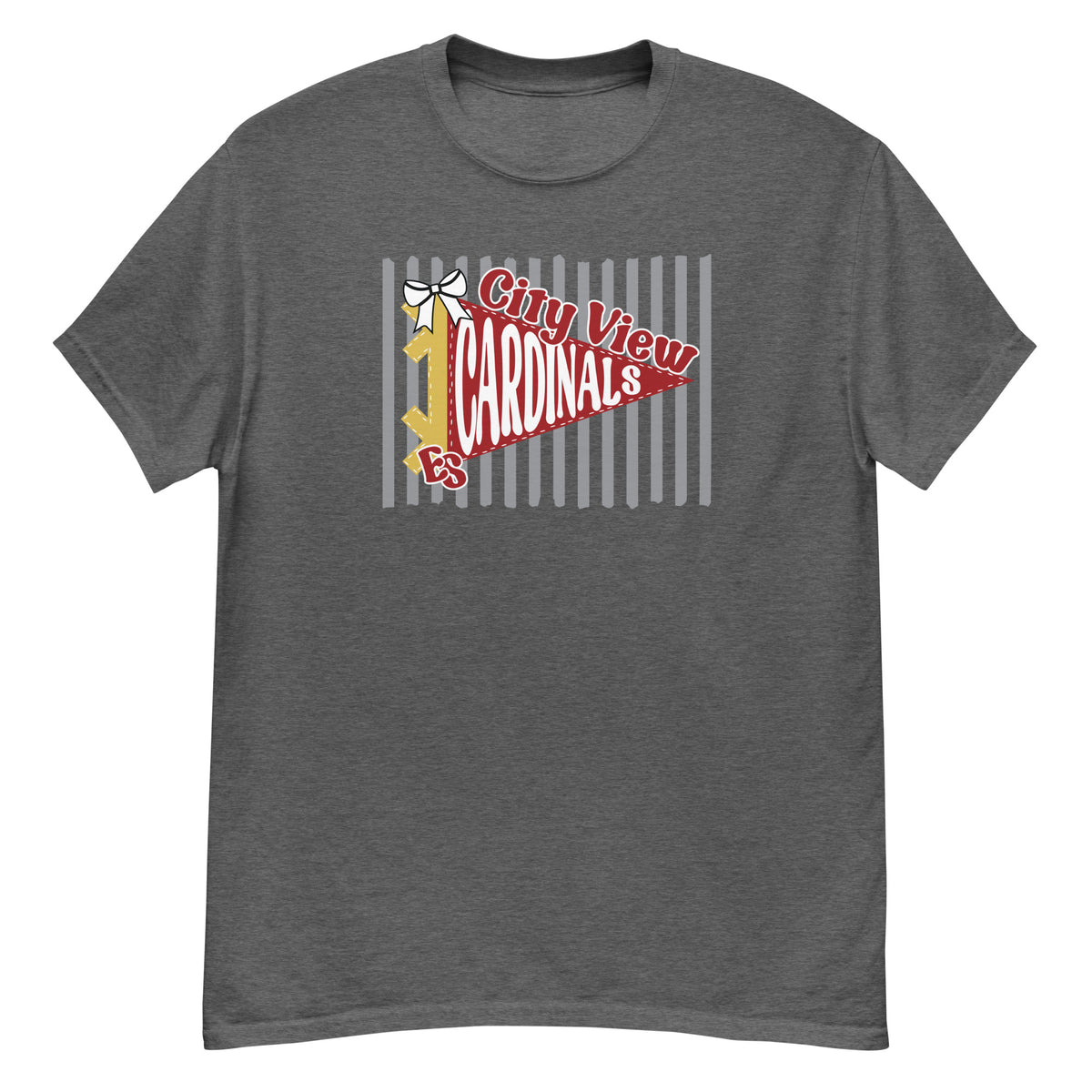 City View Elementary Tee - pennant-style "City View" wordmark design - Dark Heather front flat
