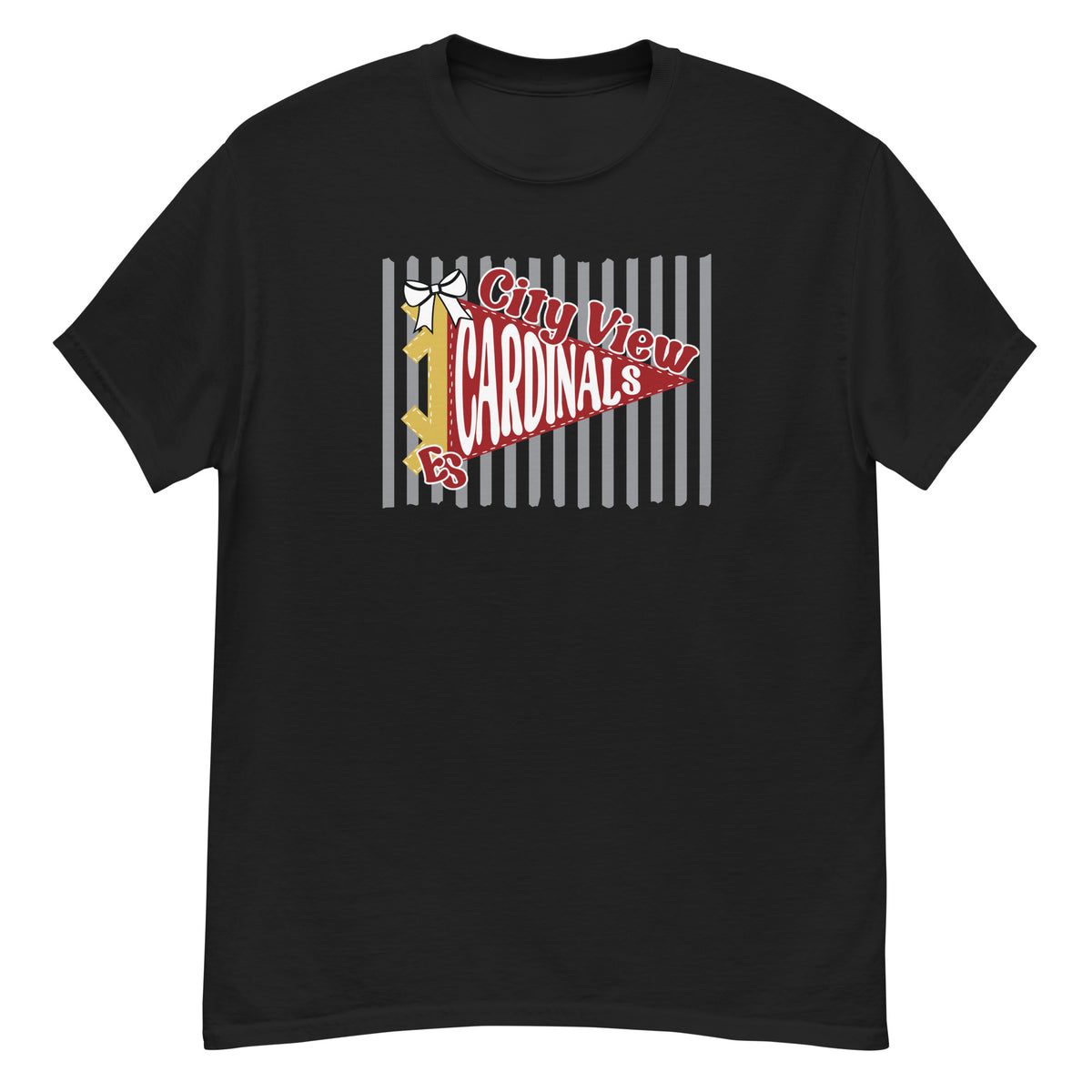 City View Elementary Tee - pennant-style "City View" wordmark design - Ghost front flat