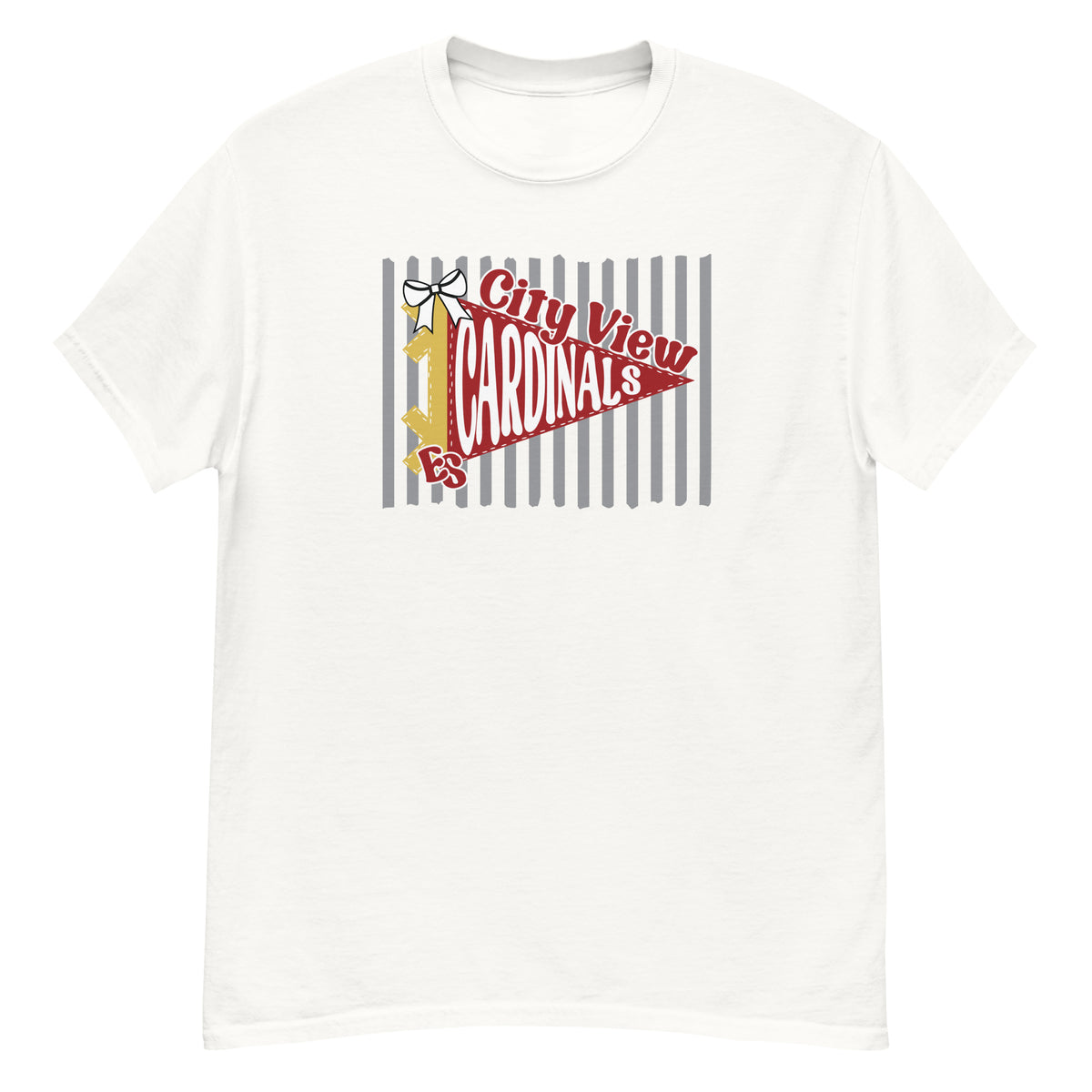 City View Elementary Tee - pennant-style "City View" wordmark design - White front flat