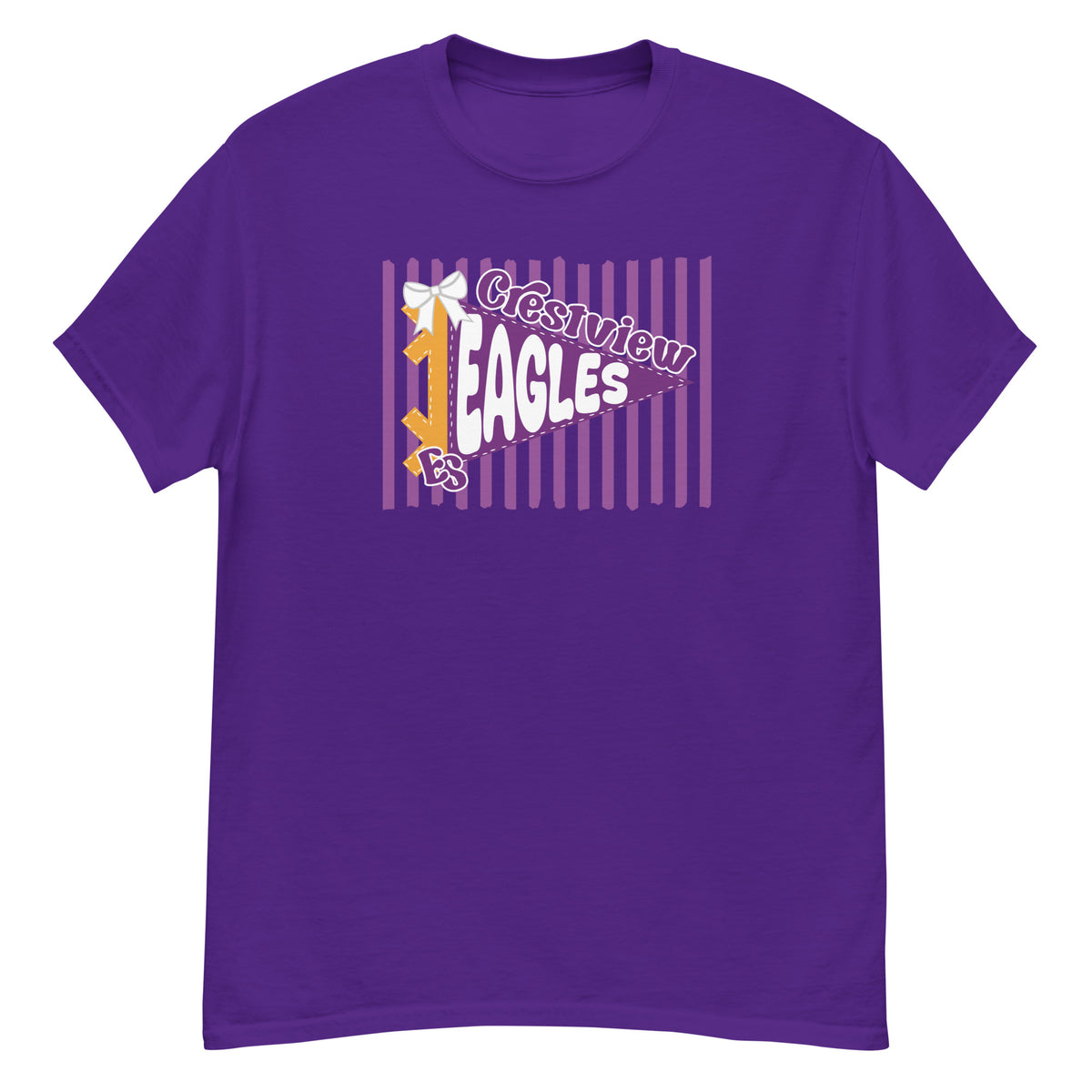Crestview Elementary Tee - pennant-style "Crestview" wordmark design - Purple front flat