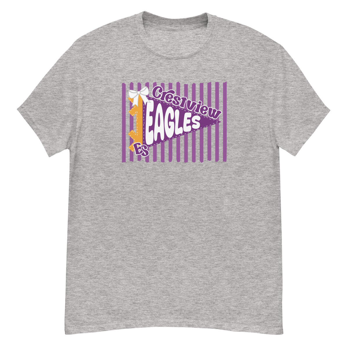 Crestview Elementary Tee - pennant-style "Crestview" wordmark design - Sport Grey front flat