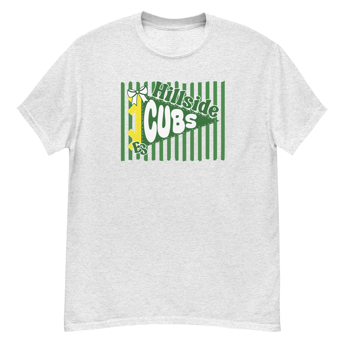 Hillside Elementary Cubs Tee - pennant-style "Hillside" wordmark design - Ash front flat