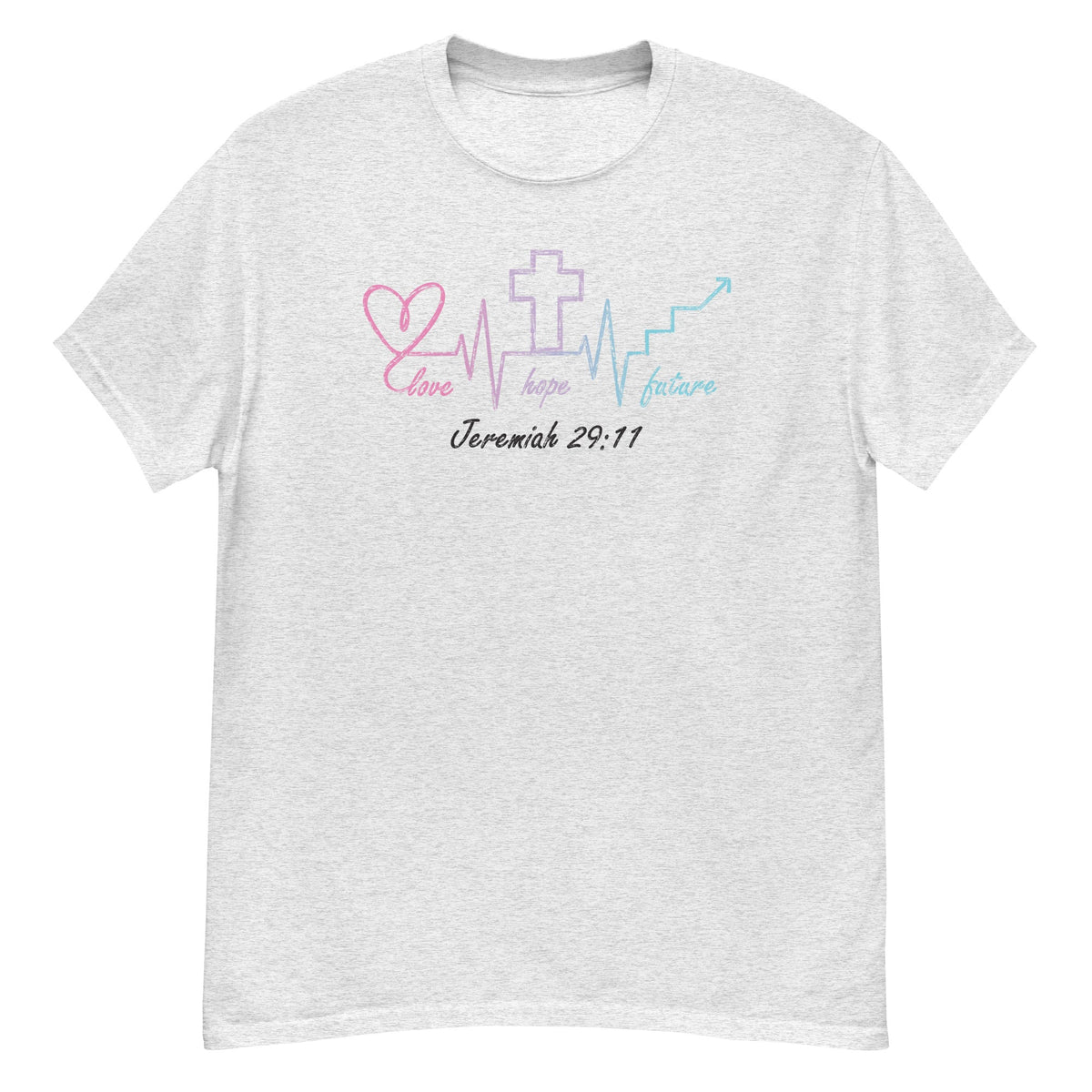 Jeremiah 29:11 Tee - Bible verse graphic - Ash front flat