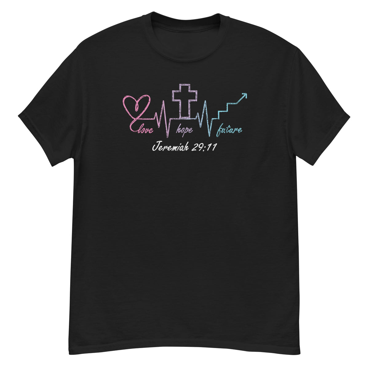 Jeremiah 29:11 Tee - Bible verse graphic - Black front flat