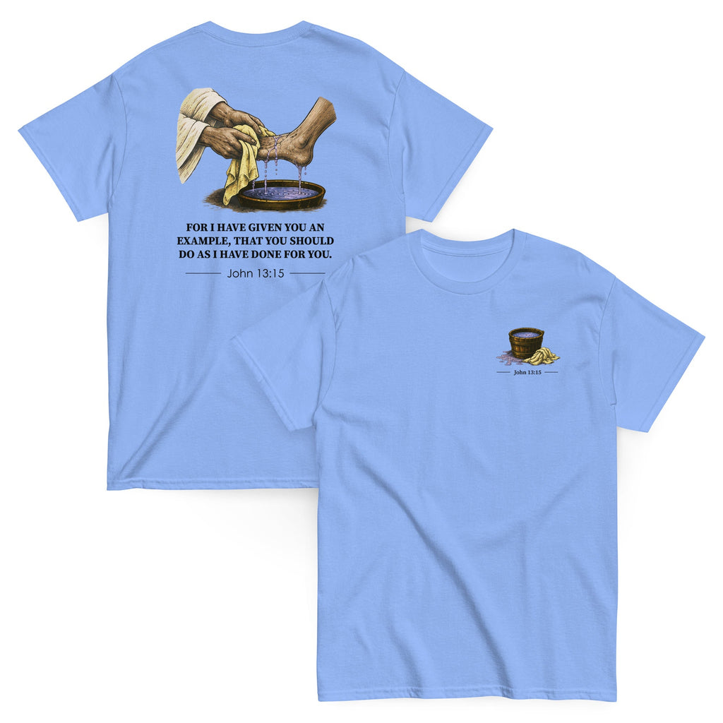 John 13:15 Tee - Bible verse graphic, front and back print - Carolina Blue