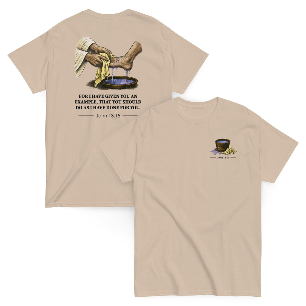John 13:15 Tee - Bible verse graphic, front and back print - Sand
