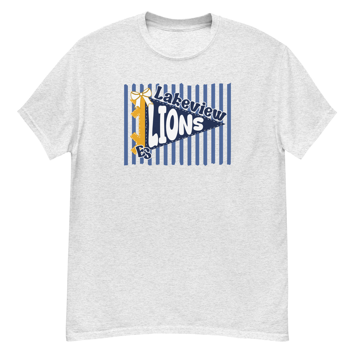 Lakeview Elementary Lions Tee - pennant-style "Lakeview" wordmark design - Ash front flat