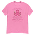Pinktober Tee - pink ribbon wrapped in roses with "Fight With Power," "Hope Strength Courage," and "Fight For A Cure" text - Azalea front flat