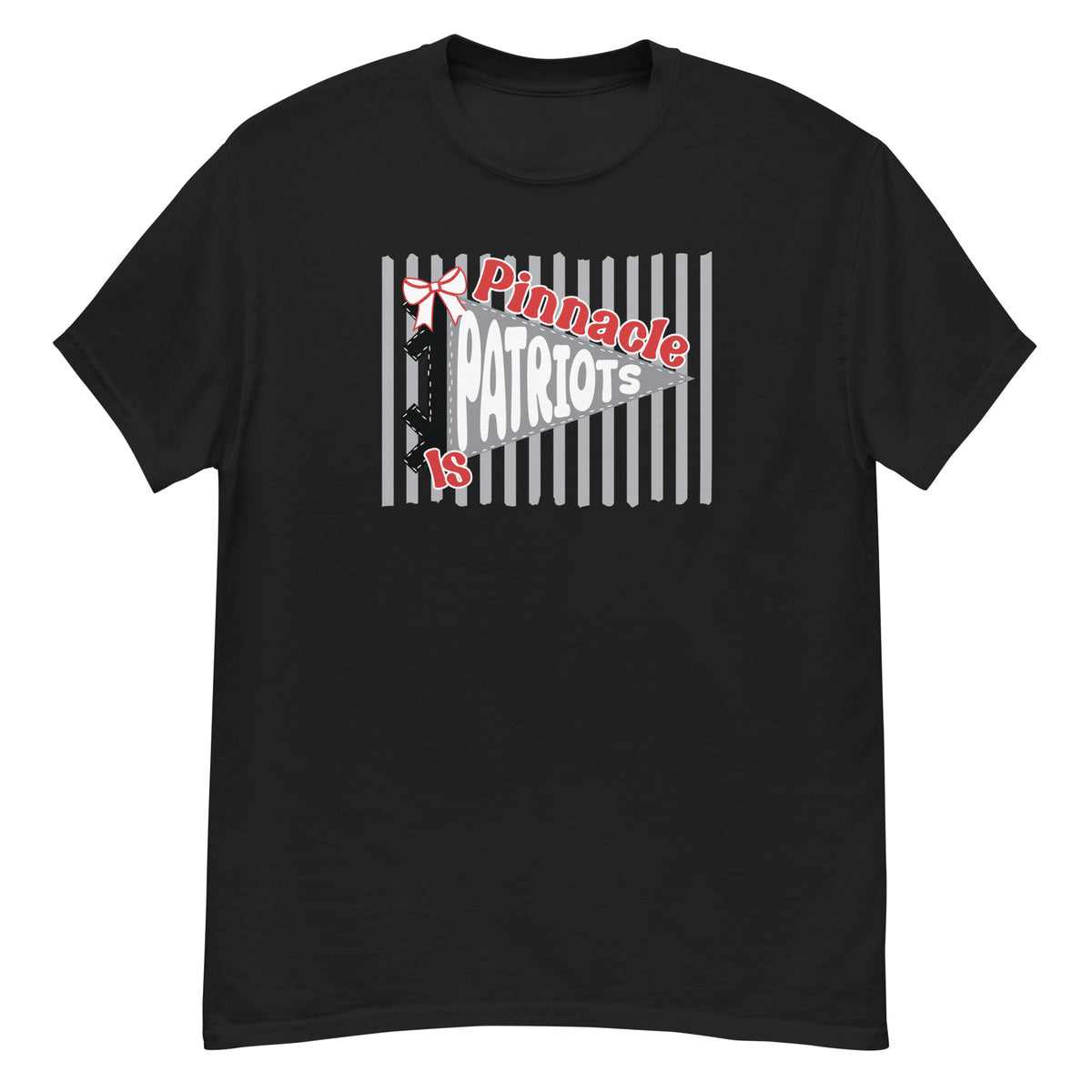 Pinnacle Intermediate Tee - pennant-style "Pinnacle" wordmark design - Black front flat