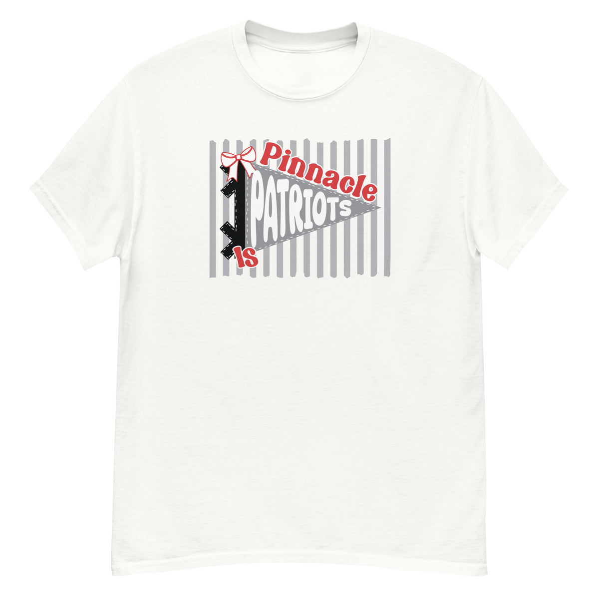 Pinnacle Intermediate Tee - pennant-style "Pinnacle" wordmark design - White front flat