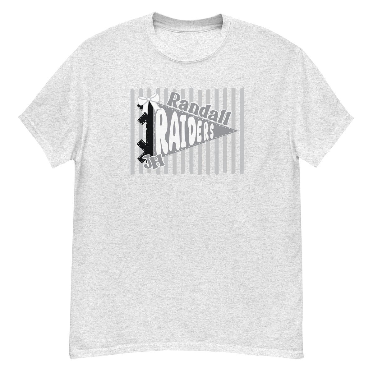 Randall Junior High Raiders Tee - pennant-style "Randall" wordmark design - Ash front flat