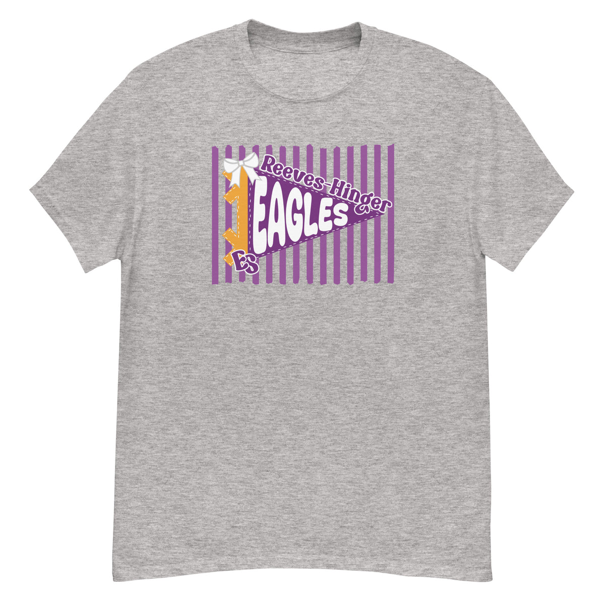 Reeves-Hinger Elementary Tee - pennant-style "Reeves-Hinger" wordmark design - Sport Grey front flat