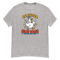 Silly Goose Tee - goose in a green party hat and red bow tie, "Certified Silly Goose, Honk Now Think Later" text - Sport Grey front flat