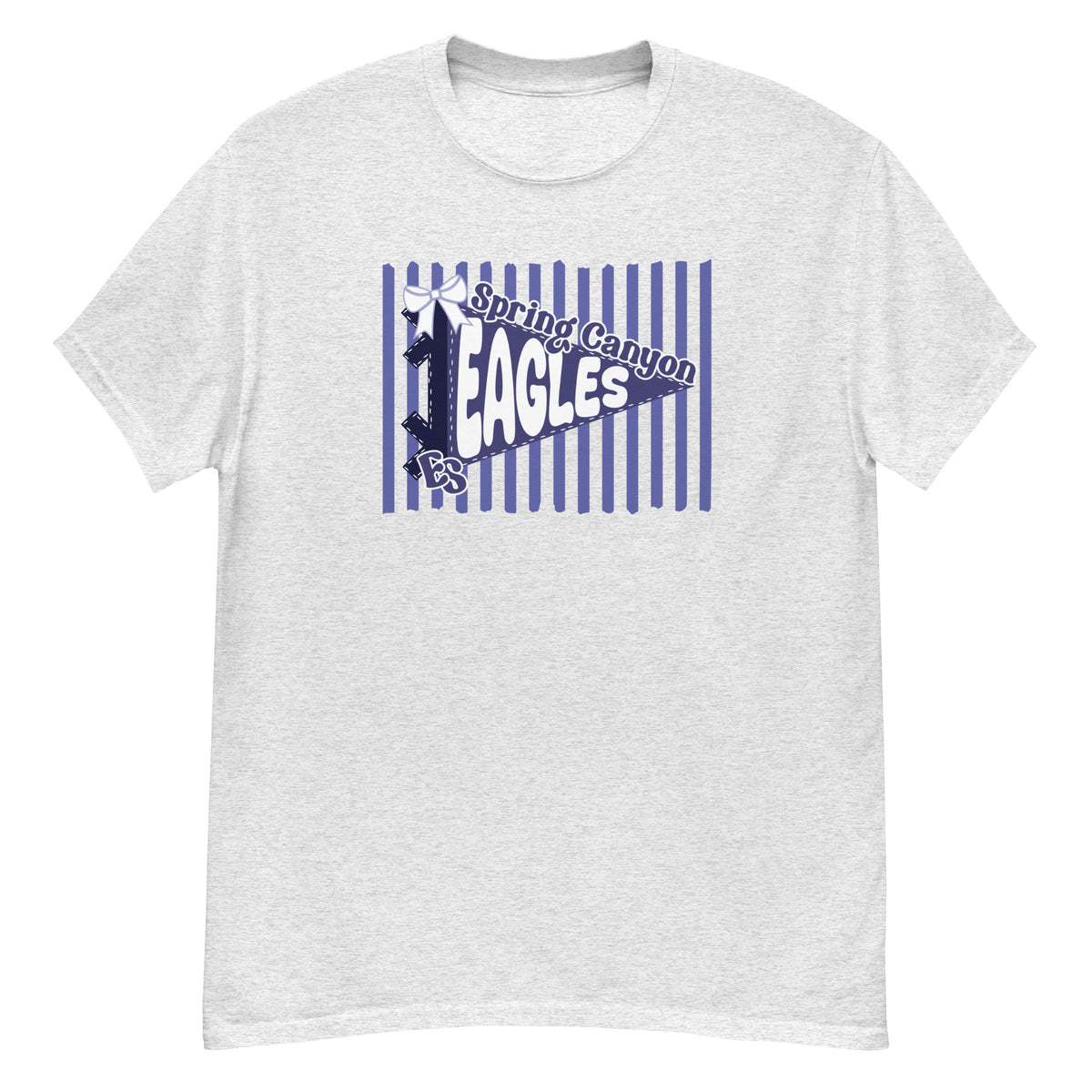 Spring Canyon Elementary Eagles Tee - pennant-style "Spring Canyon" wordmark design - Ash front flat