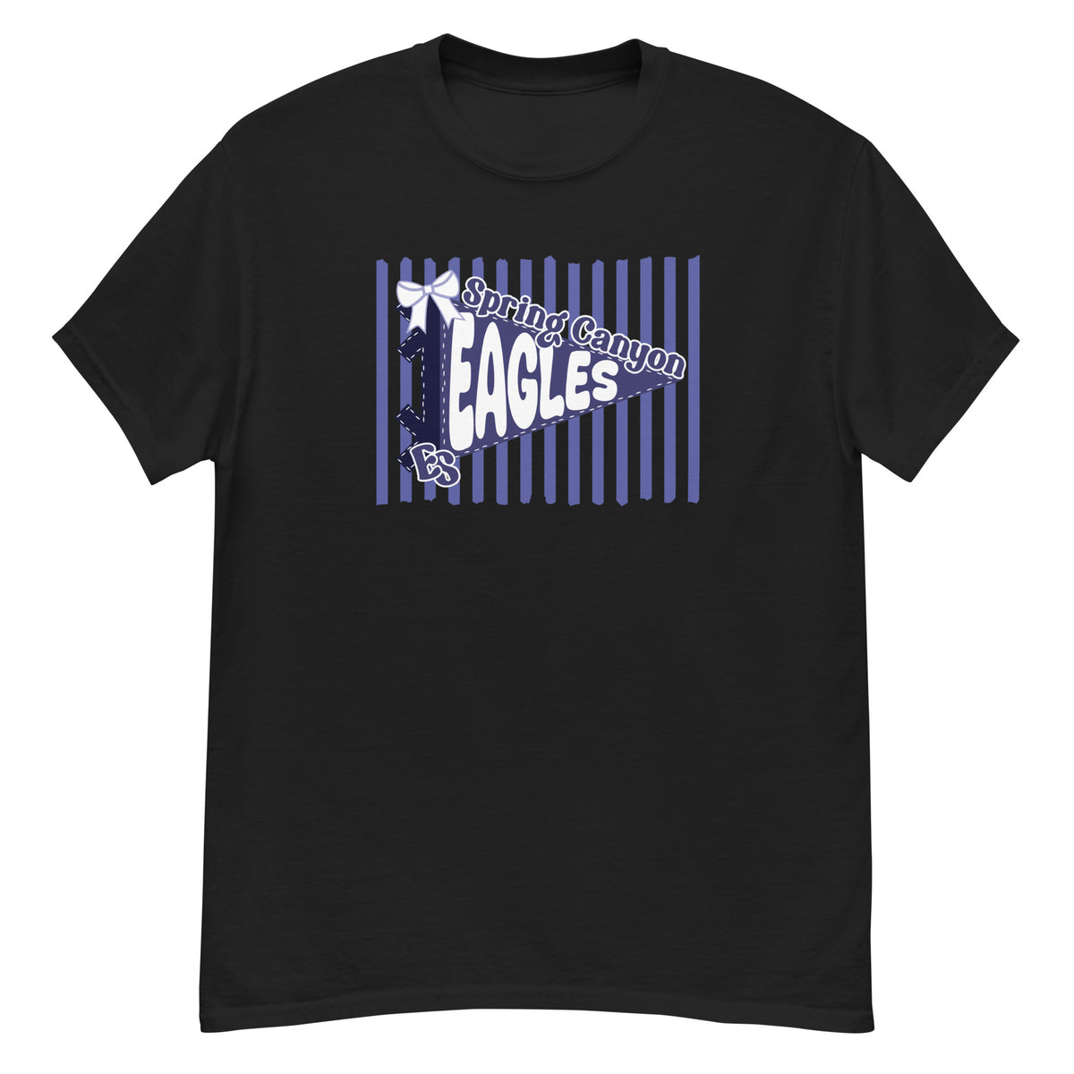 Spring Canyon Elementary Eagles Tee - pennant-style "Spring Canyon" wordmark design - Black front flat