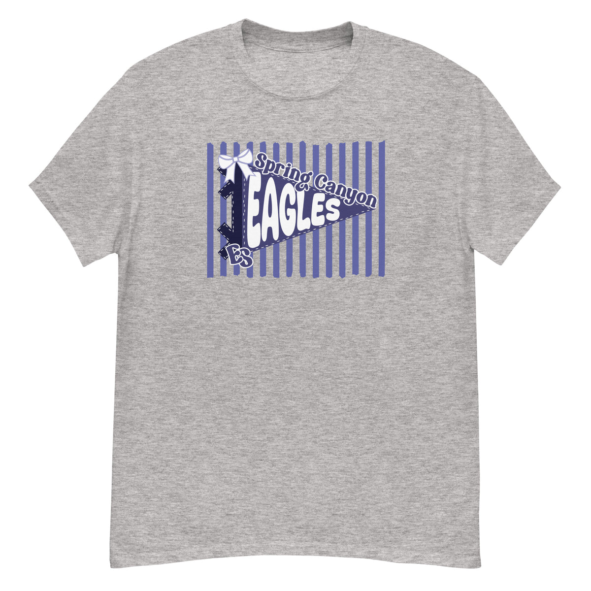 Spring Canyon Elementary Eagles Tee - pennant-style "Spring Canyon" wordmark design - Sport Grey front flat