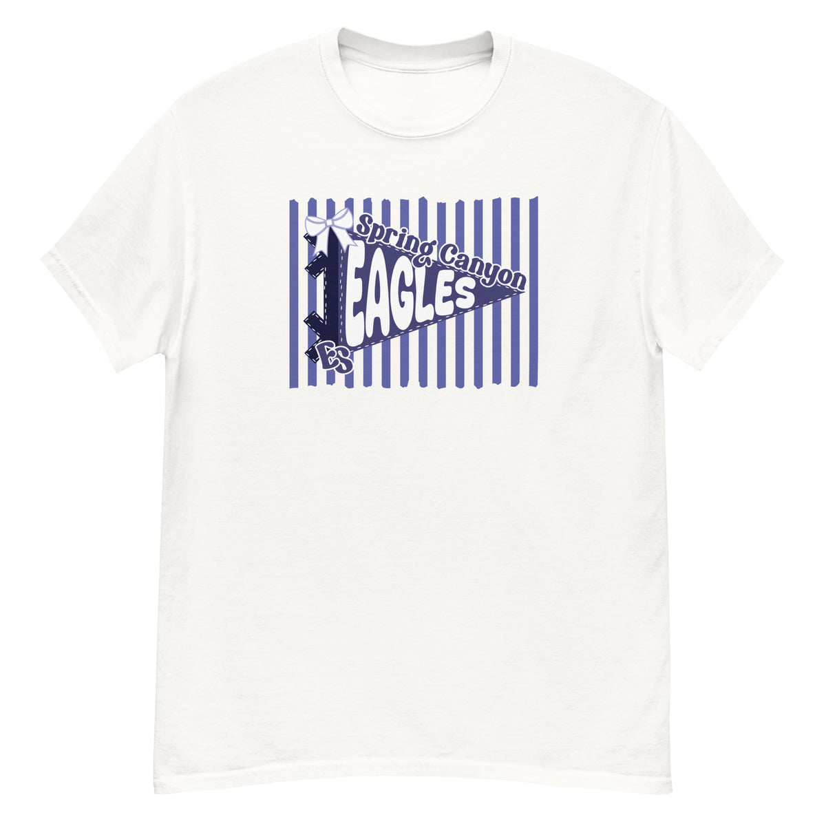 Spring Canyon Elementary Eagles Tee - pennant-style "Spring Canyon" wordmark design - White front flat